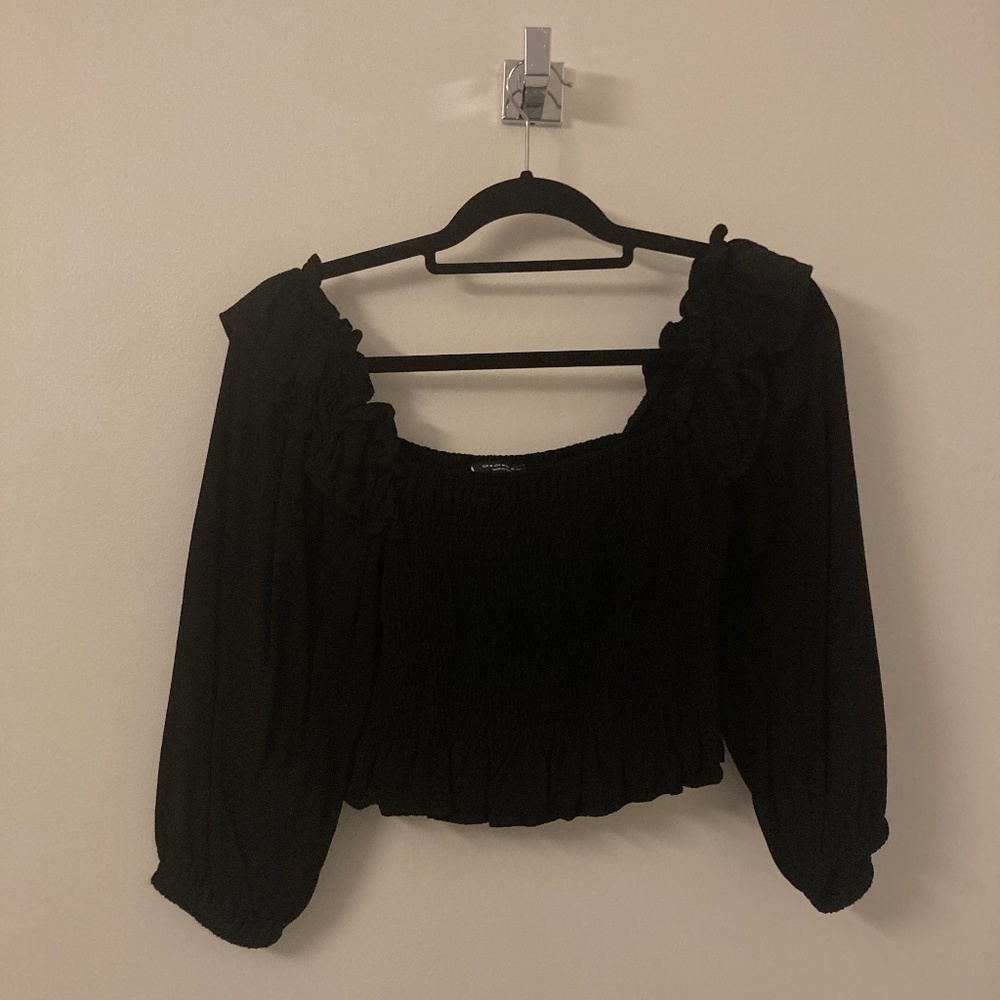 Black Smocked Top